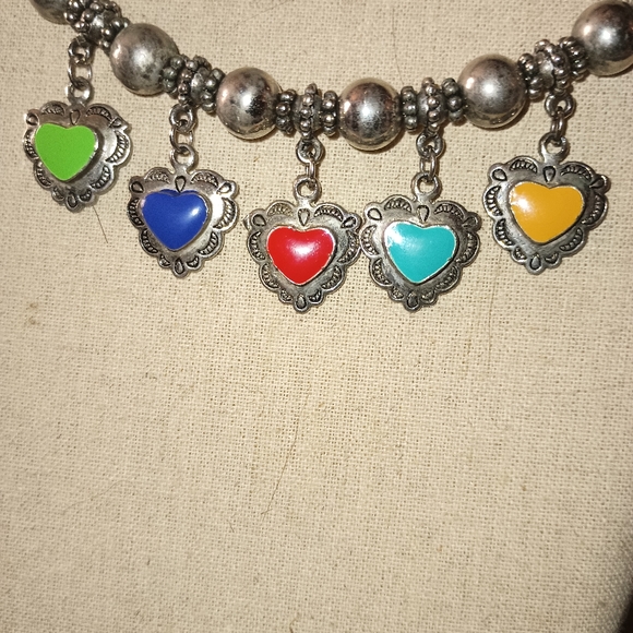 Vintage silver necklace with hearts Price Firm - Picture 2 of 3
